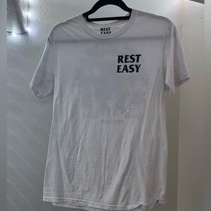 mens small graphic tee, white rest easy